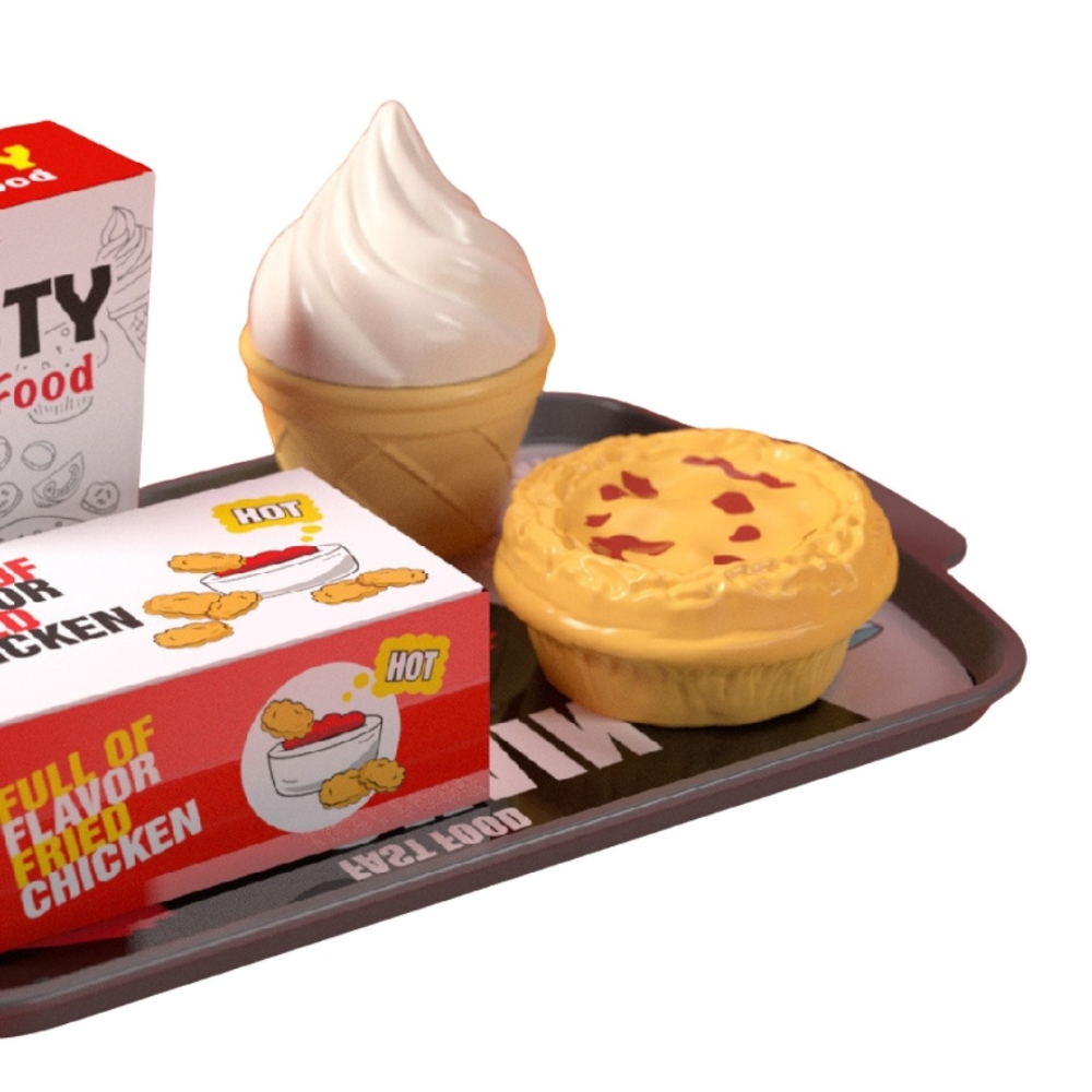 兒童迷你速食店套組71PCS✵ 飲料咖啡機/炸雞/漢堡/薯條/雞塊/冰淇淋/收銀機/兒童家家酒套組-細節圖5