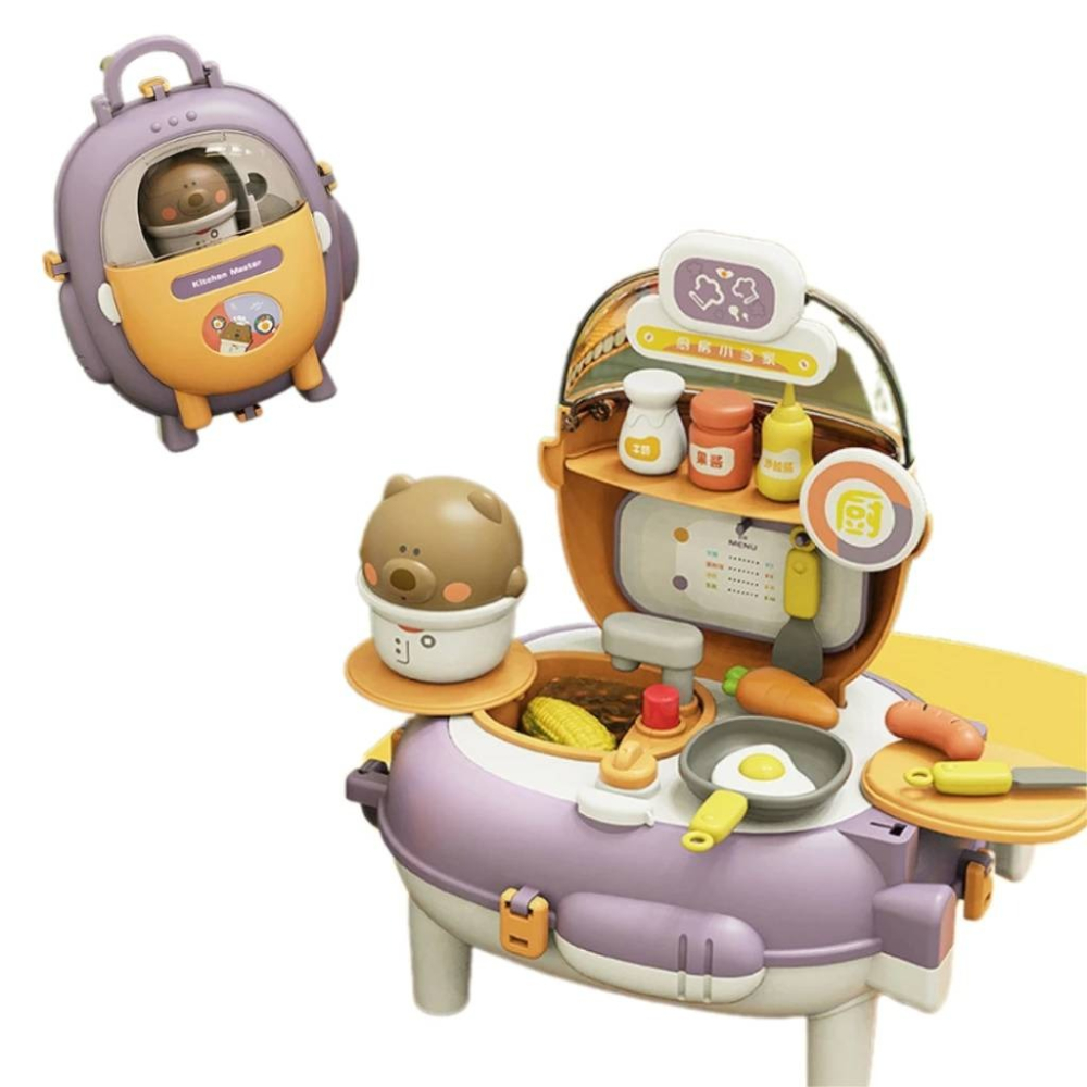 小熊過家家酒背包 二合一五款包包套組 醫護/烹飪/烘焙/美妝/太空之旅/兒童化妝包/廚房玩具背包-細節圖2