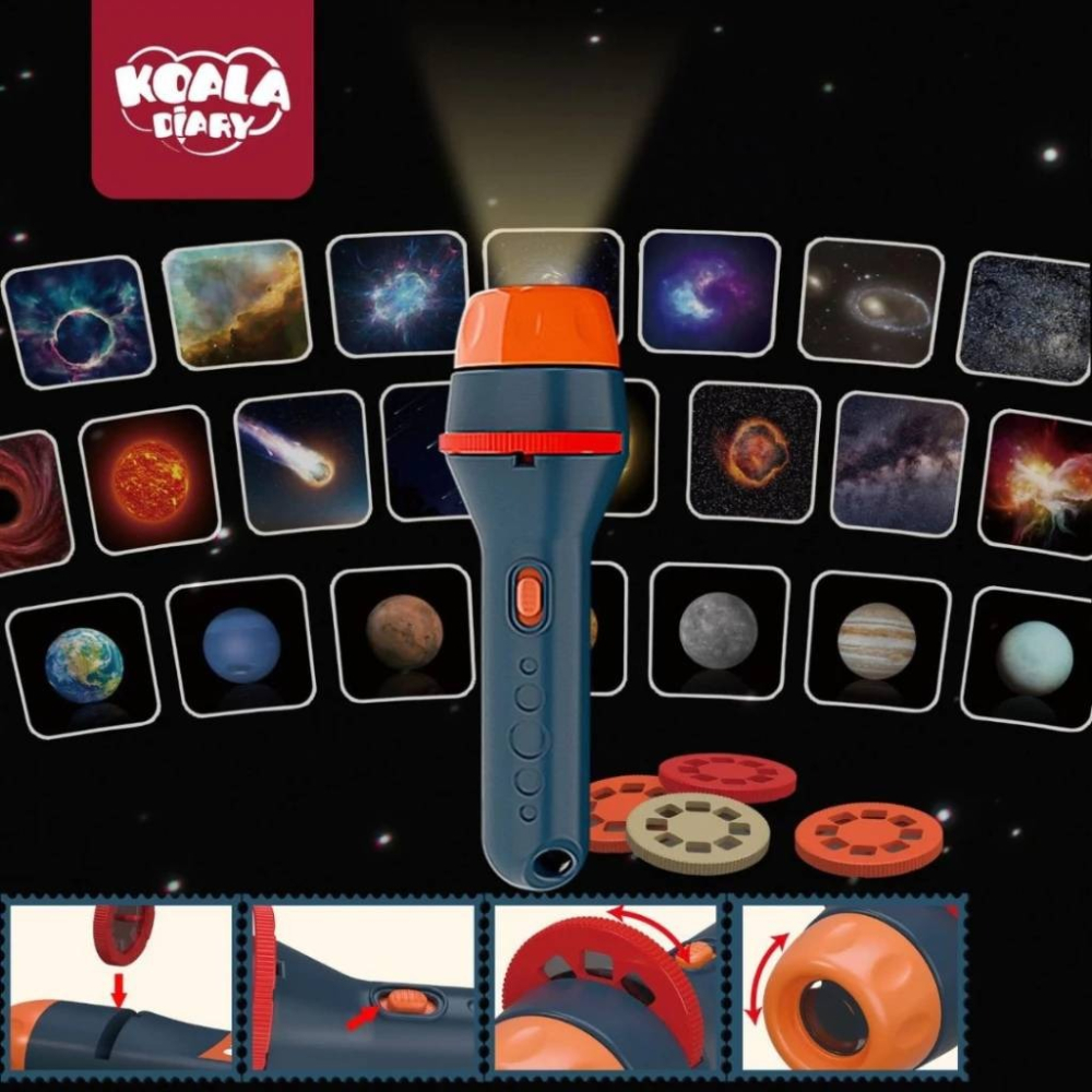 兒童探索玩具 投影圓手電筒 星空版 星空投影燈✵ 考拉日記科教玩具 宇宙探索-細節圖2