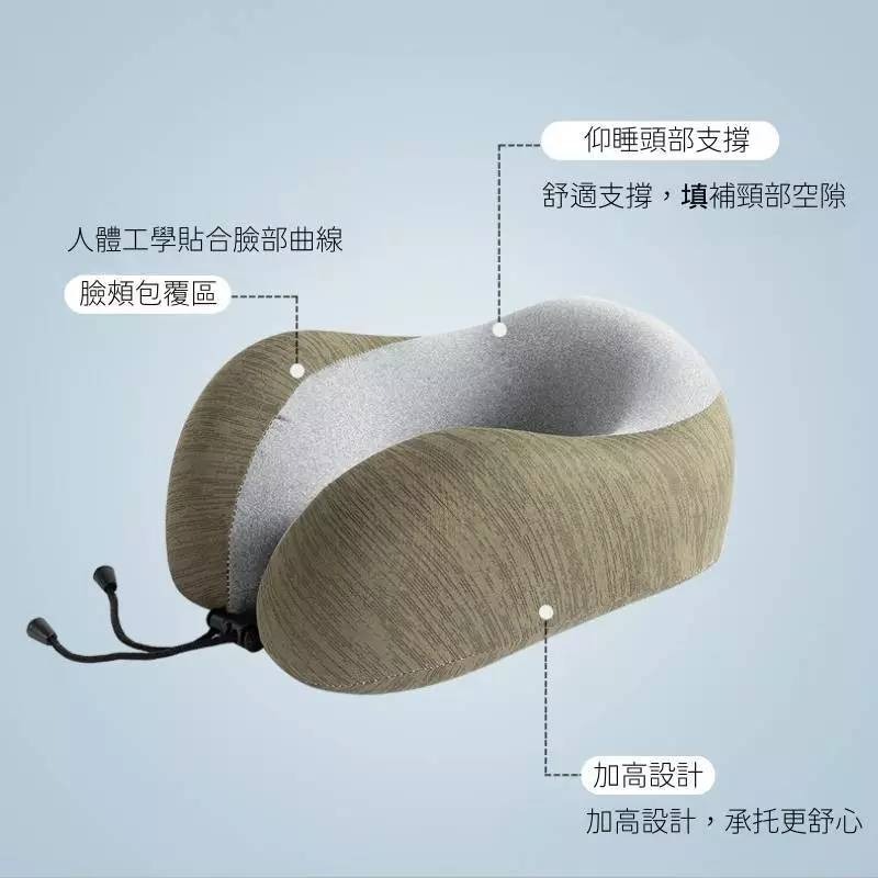 冰絲涼感❄️】飛機枕 u型枕 旅行枕 頸枕 護頸枕 脖子枕頭 記憶眠U型護頸枕 駝峰形護頸枕 U形枕 午睡枕 脖子枕頭-細節圖2