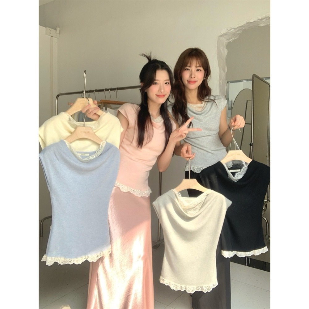 51017蕾絲拼接盪領針織衫-細節圖2