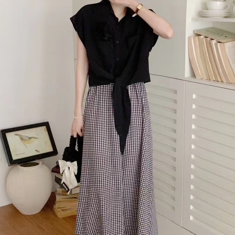 M Heart 現貨館。2件式 彈力平口洋裝+襯衫小外套 set-細節圖6