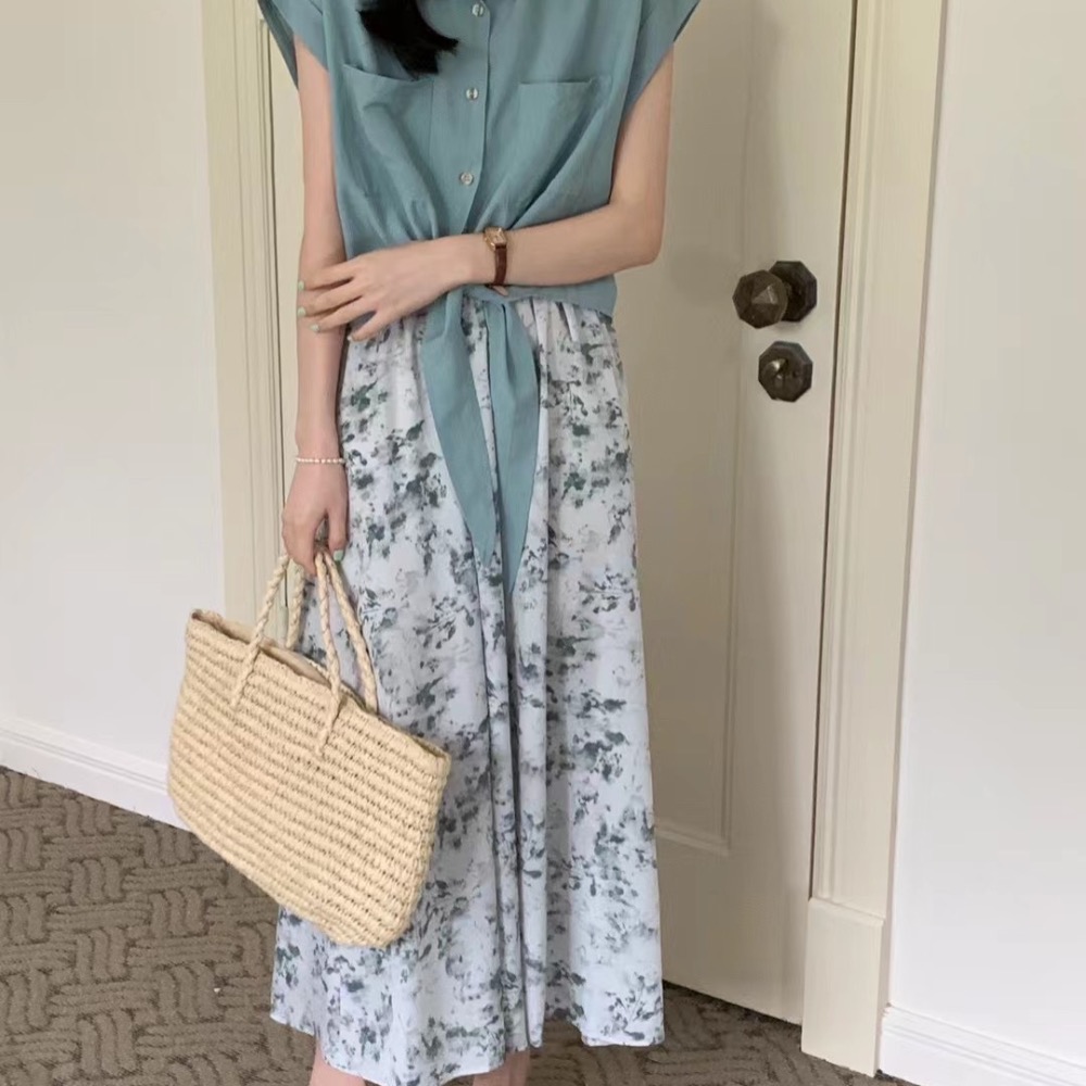 M Heart 現貨館。2件式 彈力平口洋裝+襯衫小外套 set-細節圖9