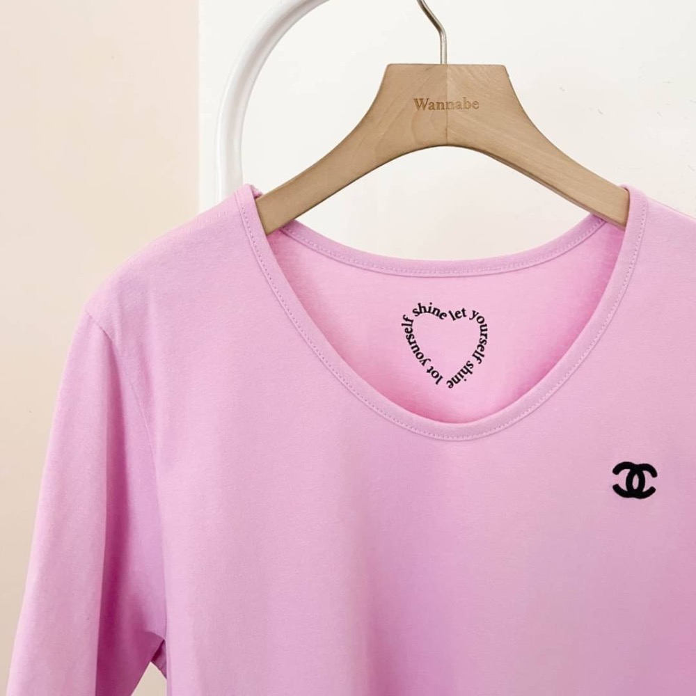 M Heart 現貨館。小香風短袖T恤 大U領-細節圖6