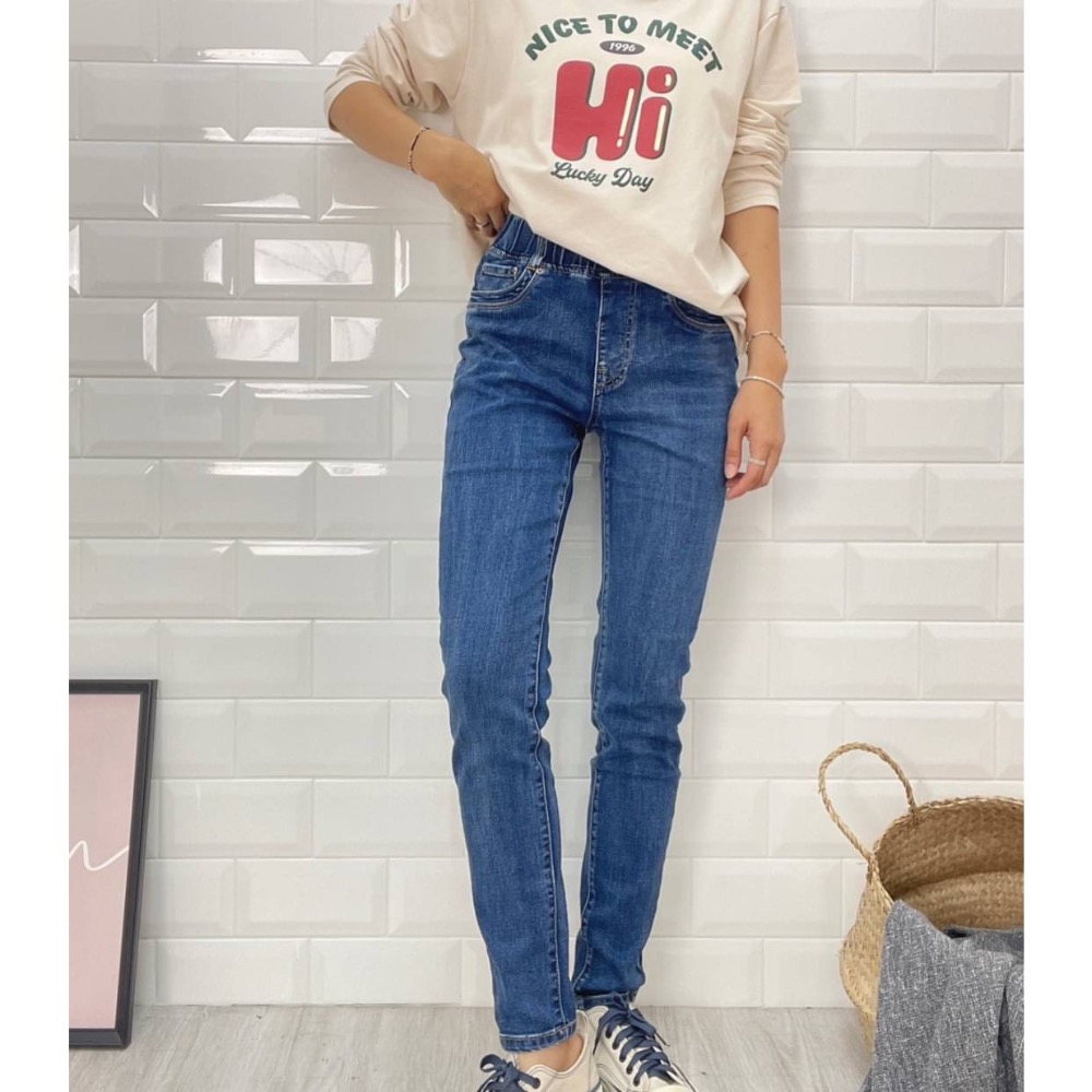 M Heart。中藍刷色彈力牛仔褲 合身版-細節圖2