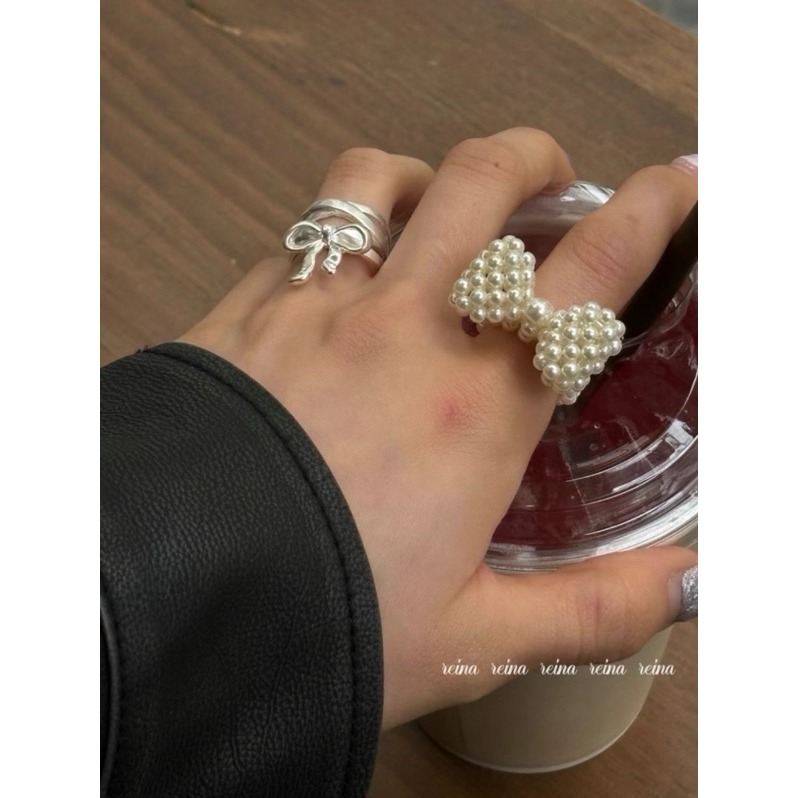 𝗥𝗼𝗼𝗺𝗶𝗲正韓代購🇰🇷 Reina 藏在蝴蝶結裡的寶藏珍珠戒指＃現貨+預購-細節圖3