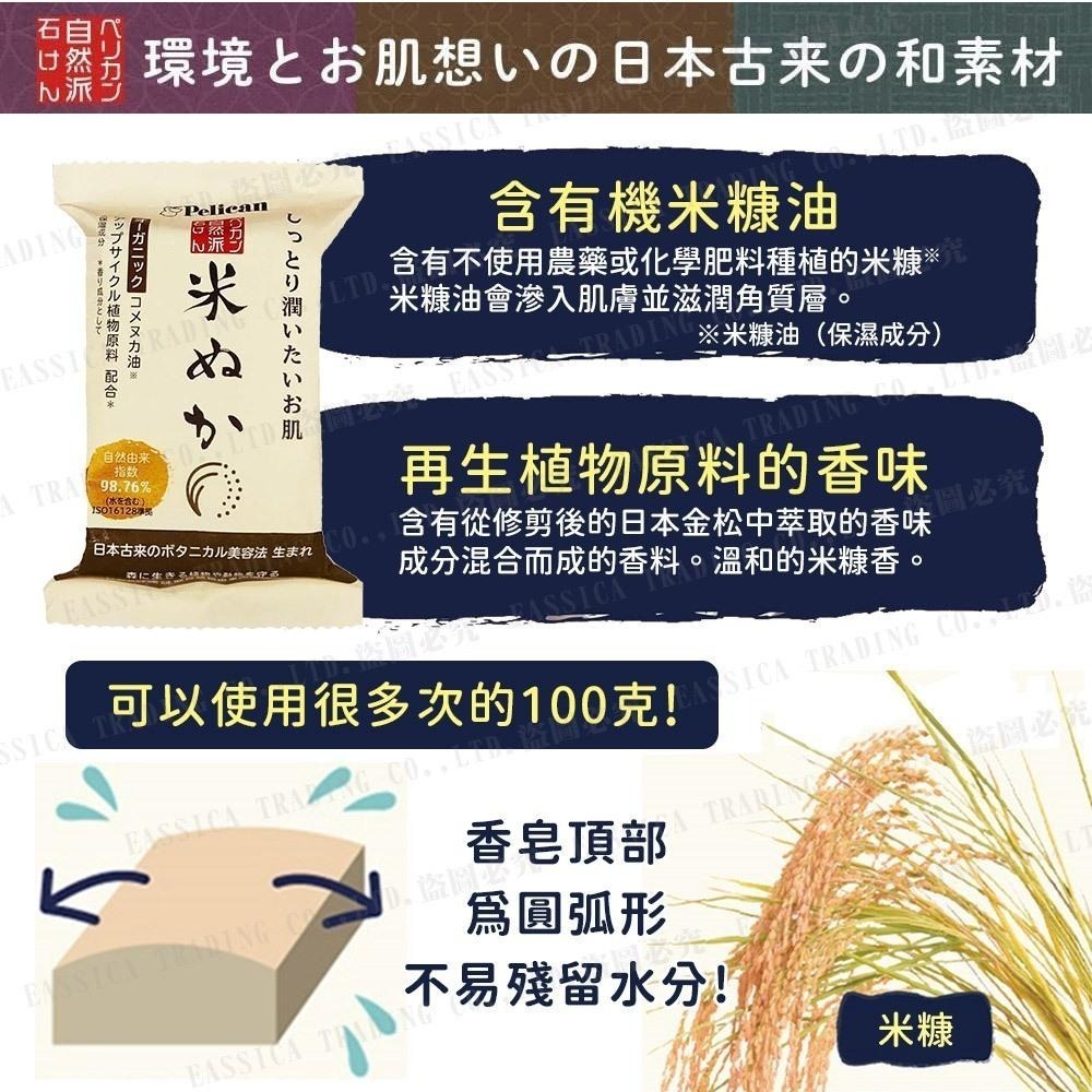 日本熱銷 Pelican 沛麗康 自然派潤肌香皂組 100gX2入 薏仁 艾草 米糠 多款可選-細節圖4