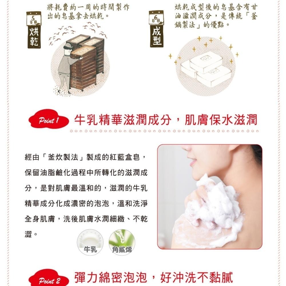 日本 牛乳石鹼 COW 牛乳香皂 3入裝 茉莉清爽／玫瑰滋潤 紅盒香皂／藍盒香皂 赤箱／青箱-細節圖5