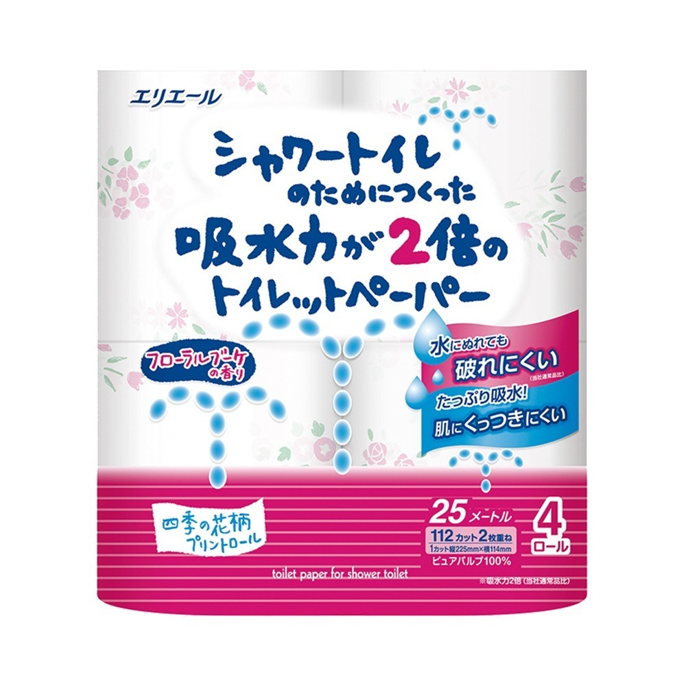 大王製紙 elleair 超吸水 滾筒衛生紙 花香(25m/4入)-規格圖6