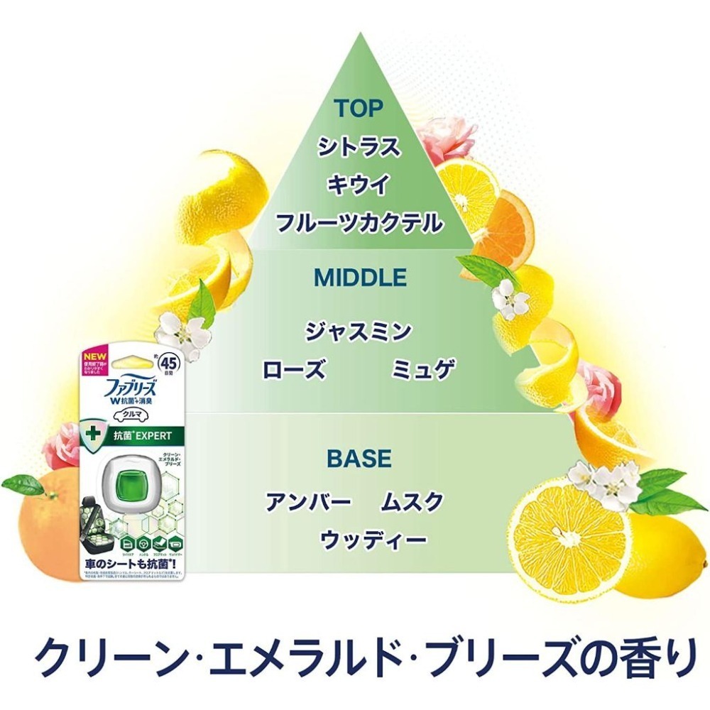 日本原裝 P&G  Febreze  車用夾式 W抗菌+消臭 除臭 芳香 2入組-細節圖7
