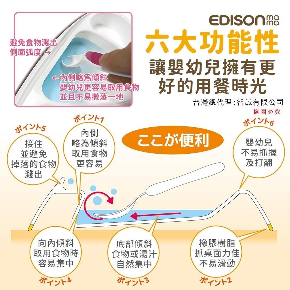 日本 EDISON mama 嬰幼兒學習餐盤 盤內三小格 粉色 黃色 9個月 多款可選-細節圖5