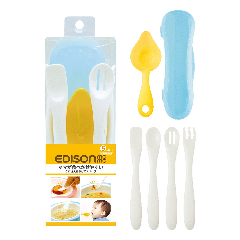 日本 EDISON mama 嬰幼兒 副食品專用 餐具組(5支入／5個月以上) 副食品餐具-規格圖7