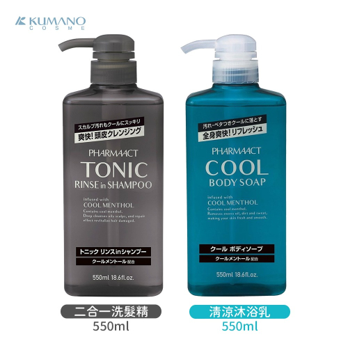 日本 KUMANO 熊野油脂 TONIC 清涼 二合一雙效 洗髮精／沐浴乳 600ml 兩件組