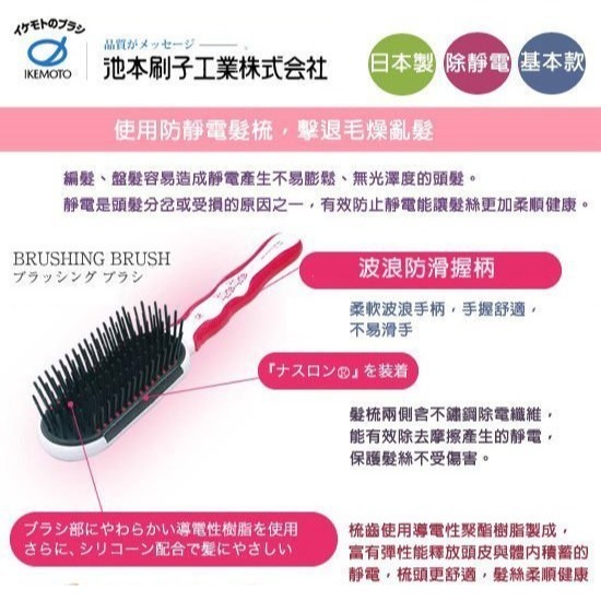 日本 IKEMOTO 池本 除靜電 順髮梳 彈性折疊造型梳 折疊梳 梳子-細節圖5