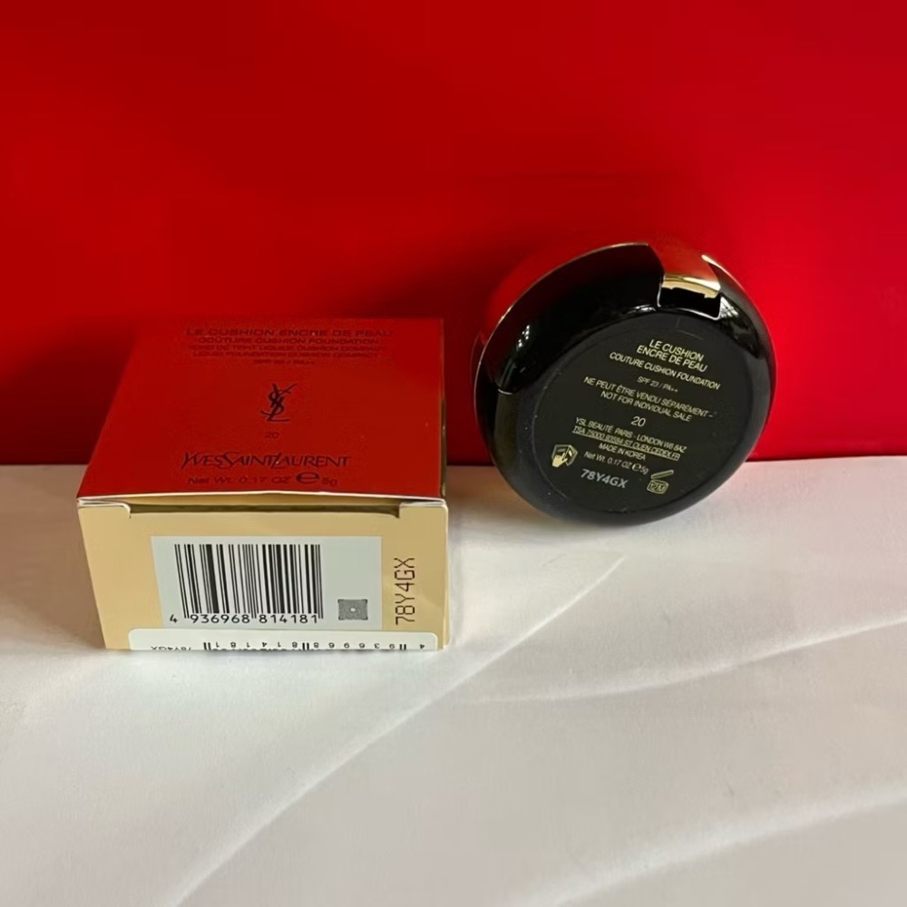 聖羅蘭 ysl 恆久完美霧光氣墊粉餅 迷你黑氣墊 #20 5g 奢華緞面唇膏 N5精巧版 迷你唇膏 1.3g 全新-細節圖3
