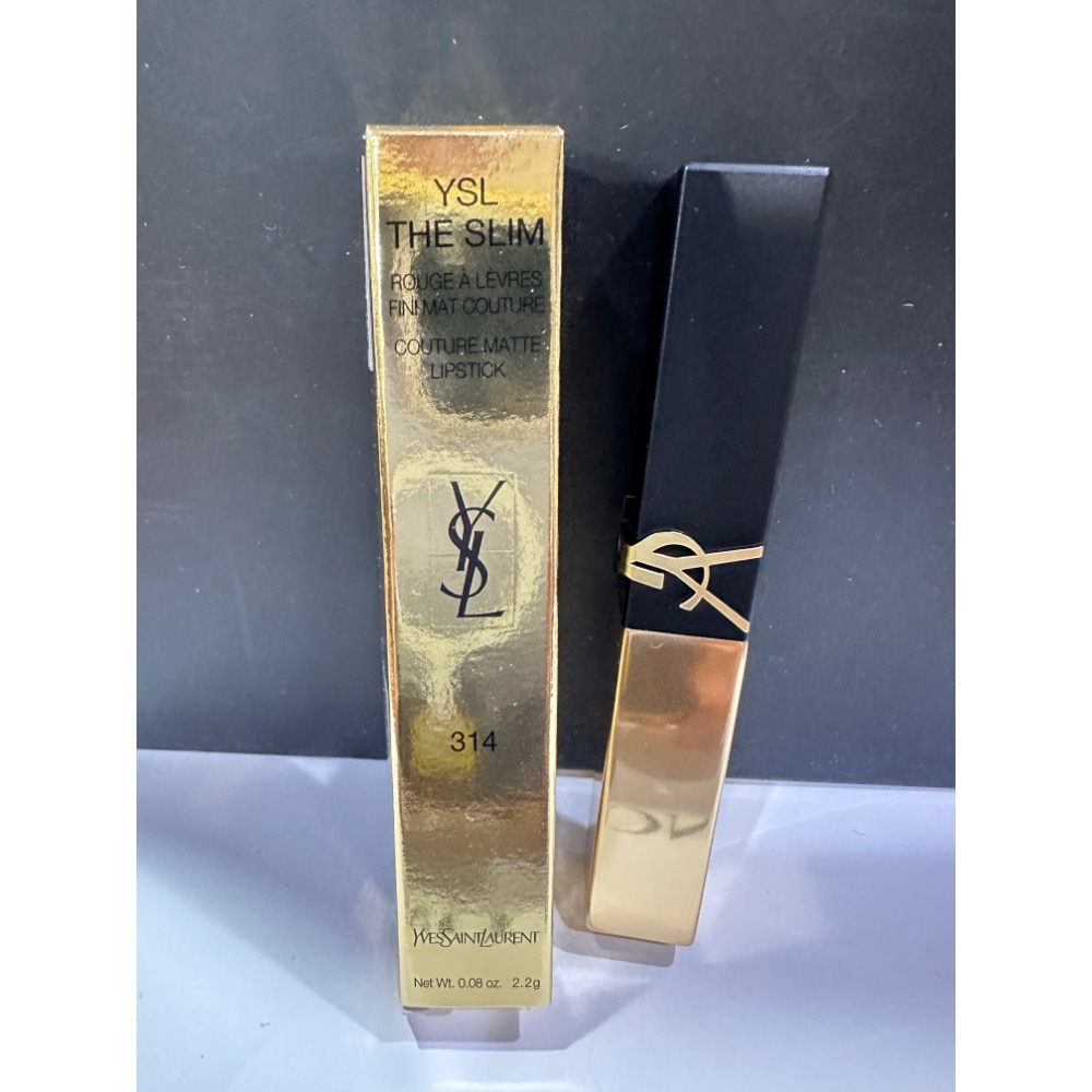 YSL 奢華煙管柔霧唇膏 小金條 314 1988 YSL 奢華緞面絲絨唇膏 聖羅蘭 口紅 全新-規格圖7