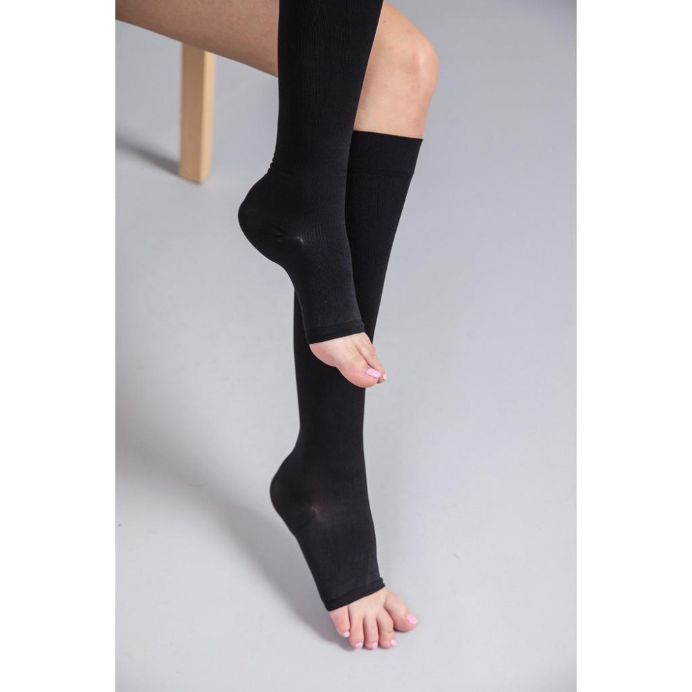 露趾壓力襪360D機能彈性 臺灣製造 女 中筒襪 彈性襪露趾 露指 美腿襪 健康護理機能褲襪-細節圖6