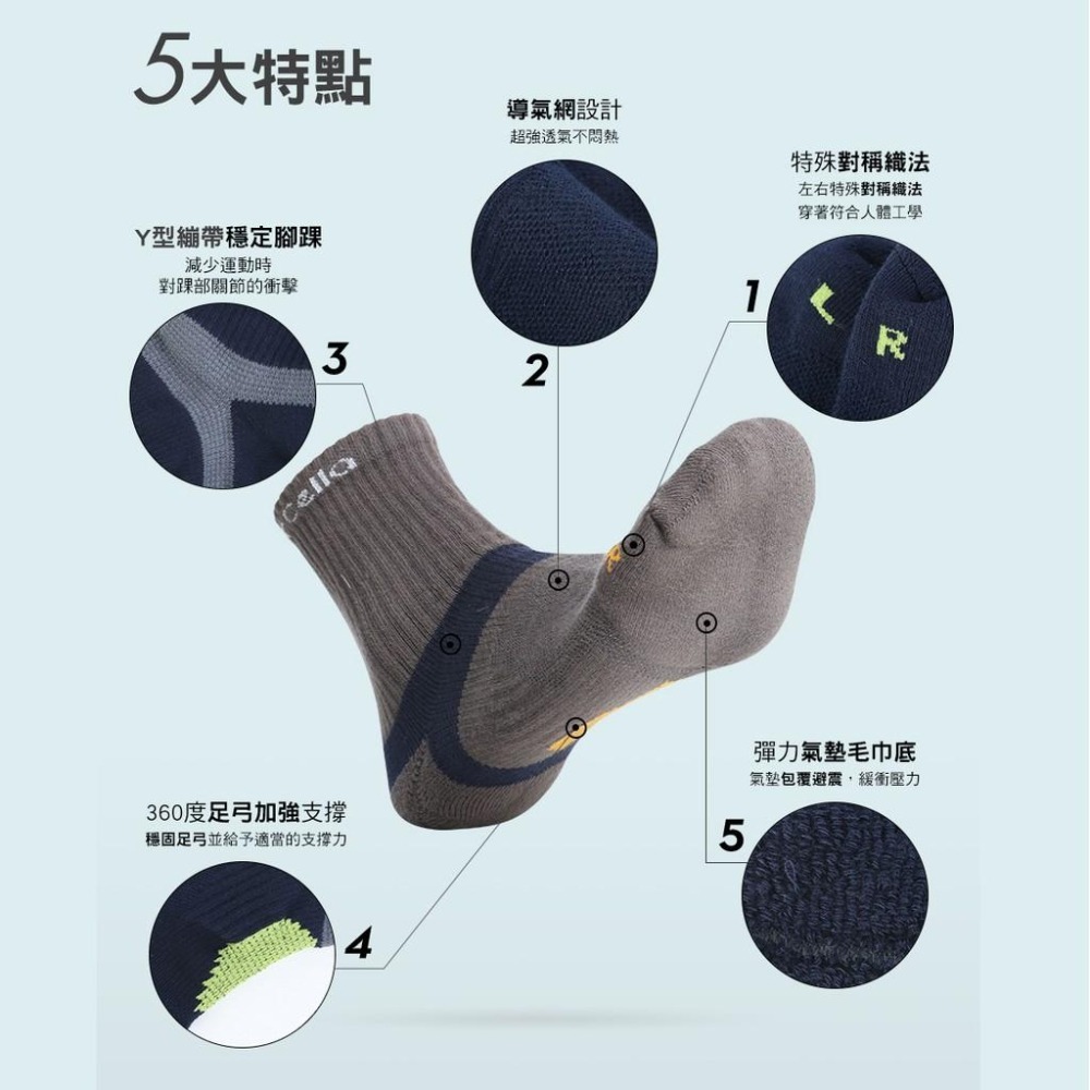 瑪榭 足弓加強萊卡氣墊加大短襪  MIT台灣製 襪子/男襪/運動襪/長襪-細節圖3