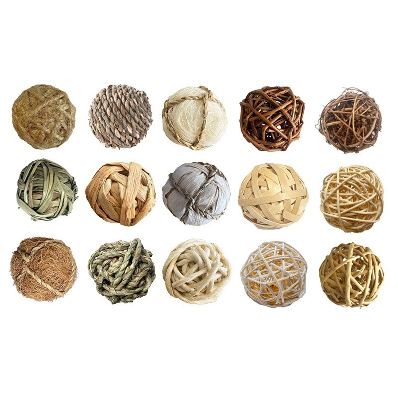 【現貨】小寵編織球草球 小動物草球玩具 鼠兔玩具 手工編織球 稻草球 倉鼠磨牙球 鼠兔磨牙玩具 小寵草球 鼠兔磨牙球-細節圖2