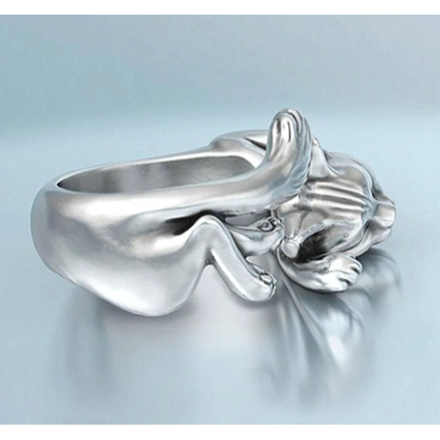 沉睡貓咪設計開口戒指-細節圖3