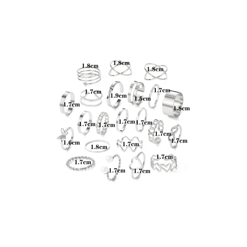 22入組仿珍珠及心型裝飾戒指-細節圖4