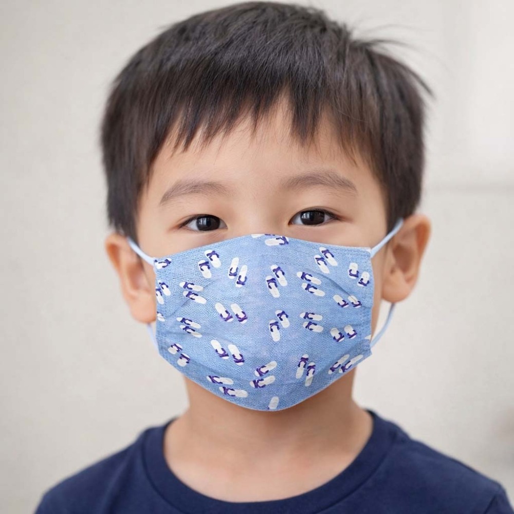 Qmi  藍白拖親子口罩(10片/盒)   親子口罩 成人口罩 可愛醫療口罩  獨家設計-細節圖2