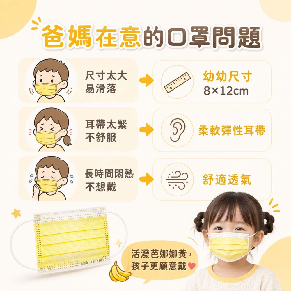 【QMI 幼幼醫療口罩】50片(無盒)｜兒童醫療口罩 小孩口罩 醫療口罩 平面口罩 幼童口罩 台灣製 不傷耳-細節圖3