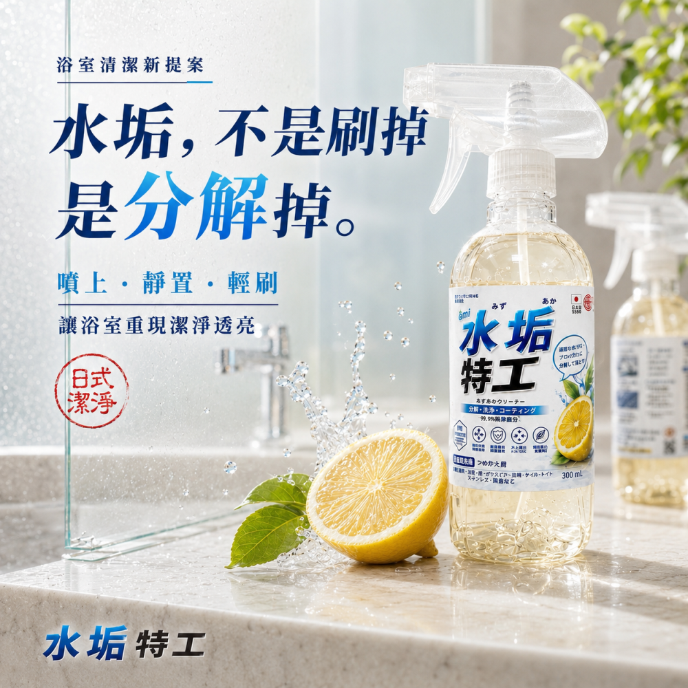 【3瓶$550買就送貓咪刷】水垢清潔劑特工|水龍頭皂垢| 浴室玻璃水垢去除 |溫和不傷手-細節圖2