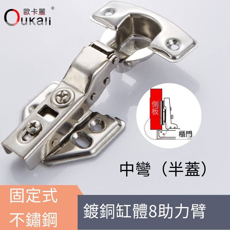 加厚304不鏽鋼液壓阻尼彈簧中彎鉸鏈櫥櫃衣櫃門合頁靜音緩衝門鉸-規格圖5