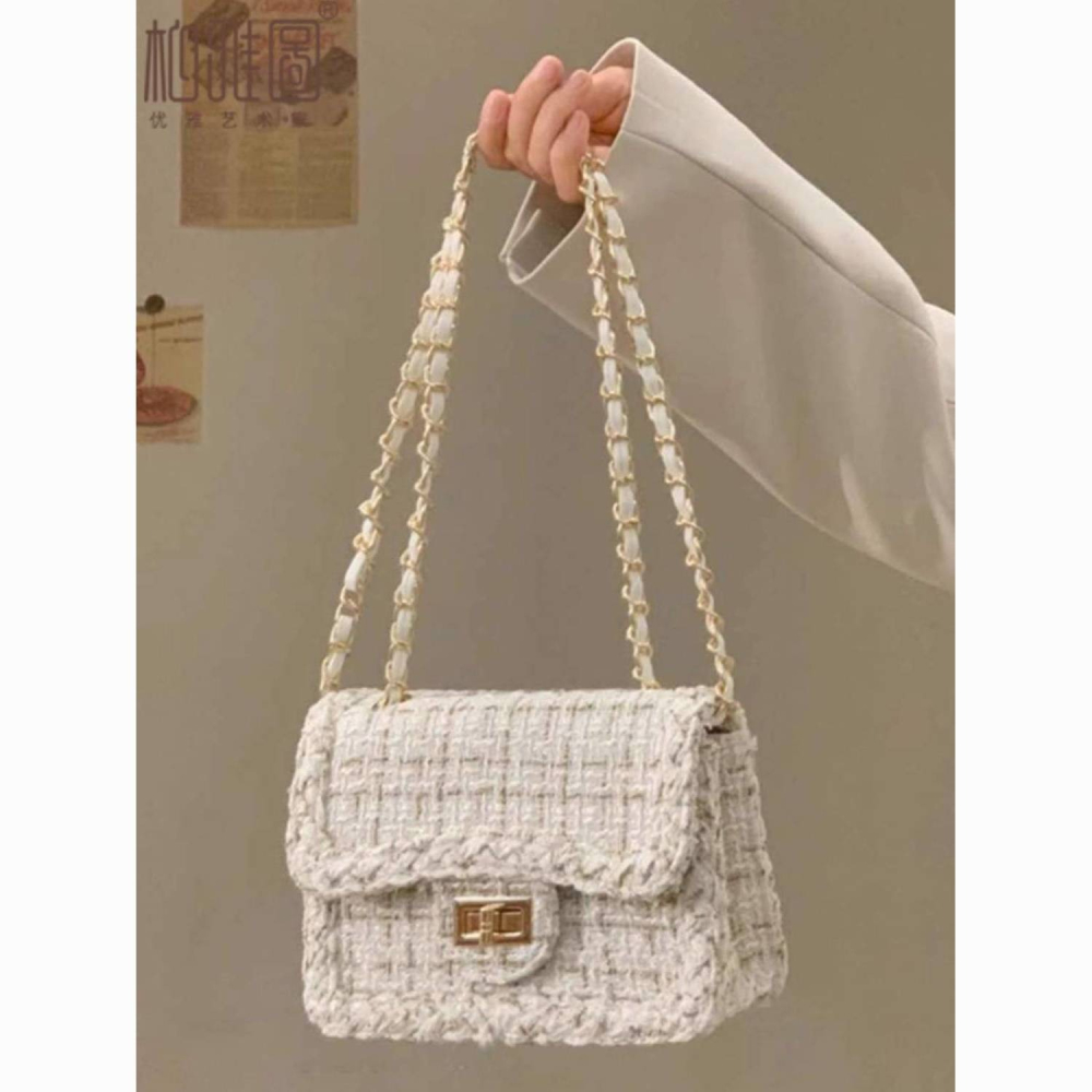 柏雅圖小香風包包女2024新款潮秋冬百搭高級小衆單肩包鏈條斜挎包-細節圖3