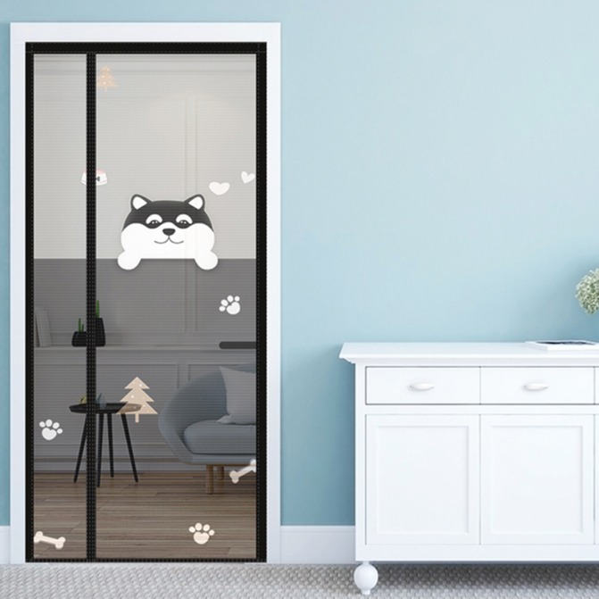 側開防蚊門簾 側開門頂部加寬魔術貼靜音防蚊門簾 正版貓福珊迪側開防蚊門簾 免釘魔術貼防蟲進入門簾-細節圖3