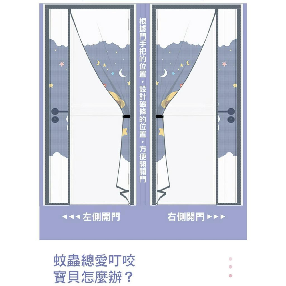 側開防蚊門簾 側開門頂部加寬魔術貼靜音防蚊門簾 正版貓福珊迪側開防蚊門簾 免釘魔術貼防蟲進入門簾-細節圖7