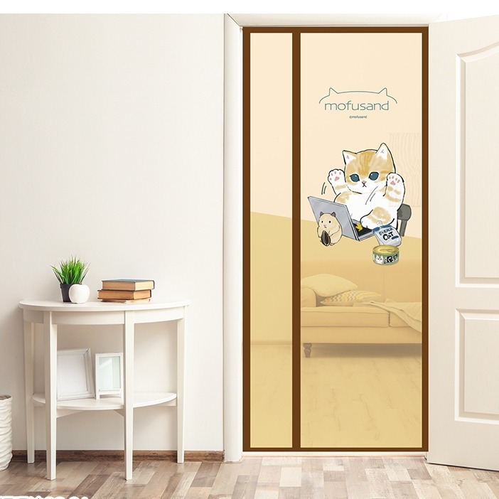 側開防蚊門簾 側開門頂部加寬魔術貼靜音防蚊門簾 正版貓福珊迪側開防蚊門簾 免釘魔術貼防蟲進入門簾-規格圖8