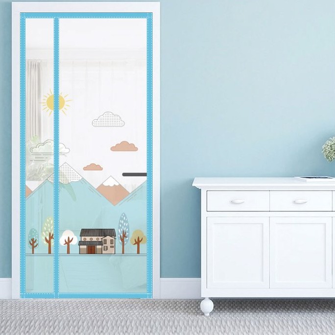 側開防蚊門簾 側開門頂部加寬魔術貼靜音防蚊門簾 正版貓福珊迪側開防蚊門簾 免釘魔術貼防蟲進入門簾-規格圖8