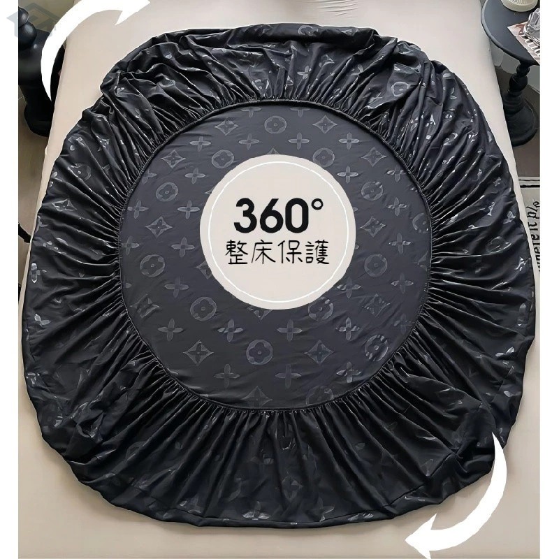 台灣現貨】黑色床包 30CM加高圍布 輕奢床單 裸睡親膚 保潔墊 單人/加大/雙人/特大床包 鬆緊帶包裹 全包防滑床包-細節圖3
