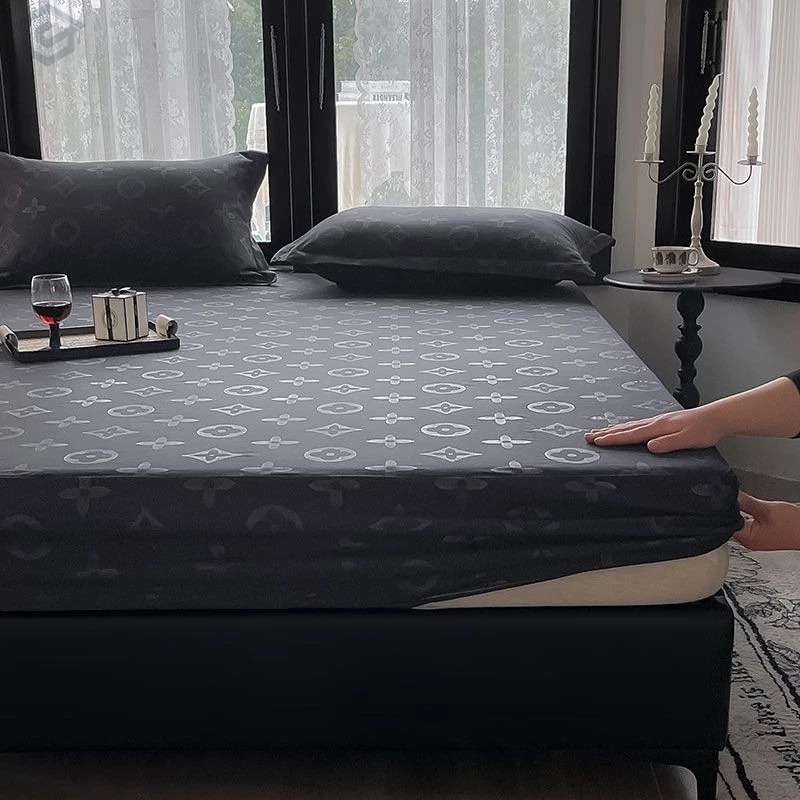 台灣現貨】黑色床包 30CM加高圍布 輕奢床單 裸睡親膚 保潔墊 單人/加大/雙人/特大床包 鬆緊帶包裹 全包防滑床包-細節圖4