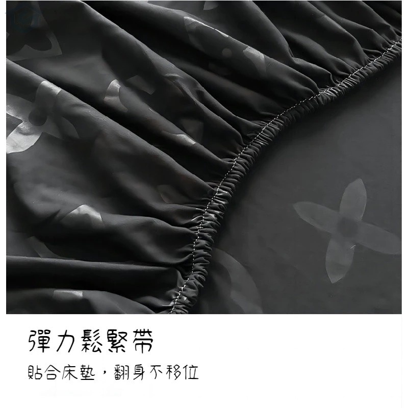 台灣現貨】黑色床包 30CM加高圍布 輕奢床單 裸睡親膚 保潔墊 單人/加大/雙人/特大床包 鬆緊帶包裹 全包防滑床包-細節圖7