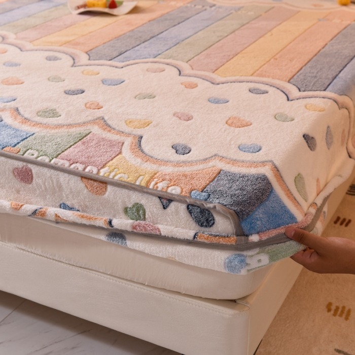 新品秒殺🔥法蘭絨床包三件組 牛奶絨床包 雪花絨床包 冬天床包 加厚保暖床包 單人雙人加大床包 床罩 床墊保護套-細節圖7