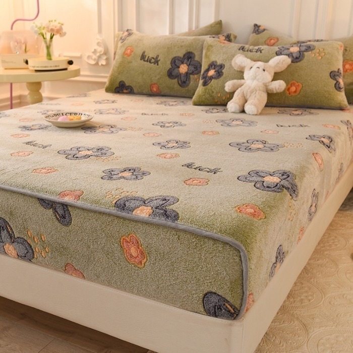 新品秒殺🔥法蘭絨床包三件組 牛奶絨床包 雪花絨床包 冬天床包 加厚保暖床包 單人雙人加大床包 床罩 床墊保護套-規格圖9