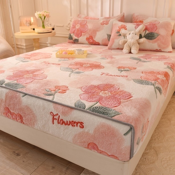 新品秒殺🔥法蘭絨床包三件組 牛奶絨床包 雪花絨床包 冬天床包 加厚保暖床包 單人雙人加大床包 床罩 床墊保護套-規格圖9