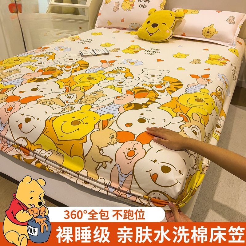 🔥🔥米奇迪士尼床包 卡通床包三件組 舒柔棉卡通加大雙人床包 床罩 保潔墊 單人床包 雙人床包 四季通用床墊套-細節圖2