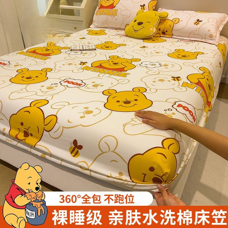 🔥🔥米奇迪士尼床包 卡通床包三件組 舒柔棉卡通加大雙人床包 床罩 保潔墊 單人床包 雙人床包 四季通用床墊套-細節圖3