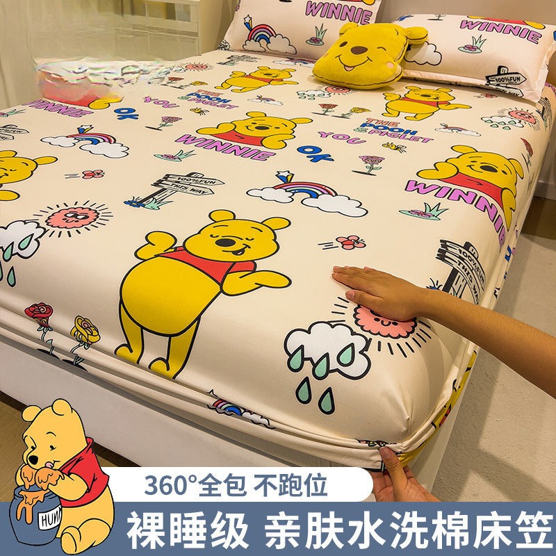 🔥🔥米奇迪士尼床包 卡通床包三件組 舒柔棉卡通加大雙人床包 床罩 保潔墊 單人床包 雙人床包 四季通用床墊套-細節圖4