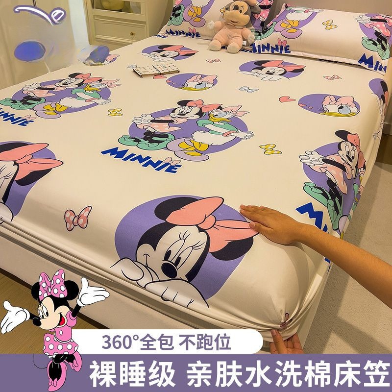 🔥🔥米奇迪士尼床包 卡通床包三件組 舒柔棉卡通加大雙人床包 床罩 保潔墊 單人床包 雙人床包 四季通用床墊套-細節圖5