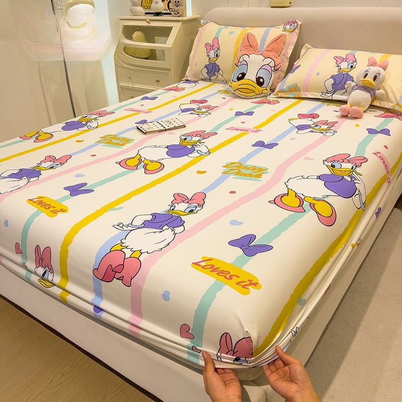 🔥🔥米奇迪士尼床包 卡通床包三件組 舒柔棉卡通加大雙人床包 床罩 保潔墊 單人床包 雙人床包 四季通用床墊套-規格圖9