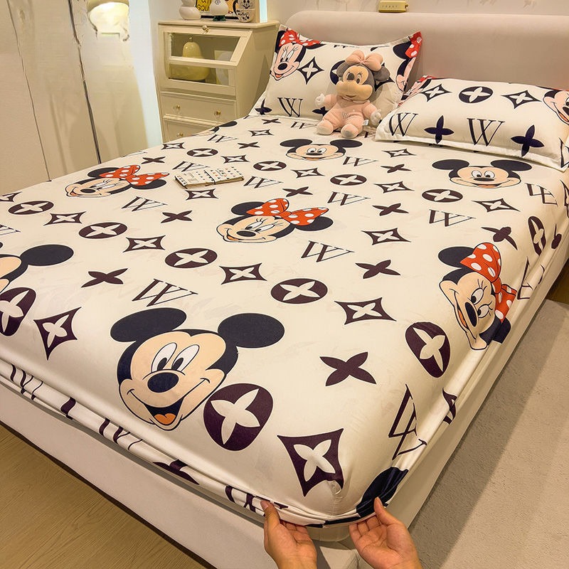 🔥🔥米奇迪士尼床包 卡通床包三件組 舒柔棉卡通加大雙人床包 床罩 保潔墊 單人床包 雙人床包 四季通用床墊套-規格圖9