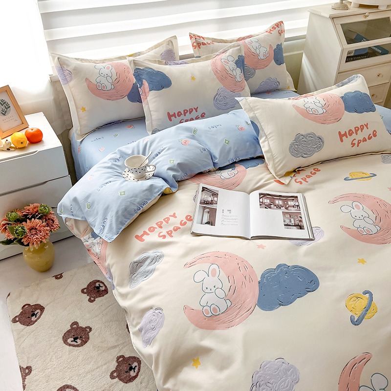 🔥裸睡首選 🔥雙人特大 加大 加高35公分 床包組 格子床單被套 三件組 四件組 枕頭套 床罩 床包 水洗棉 卡通-規格圖9