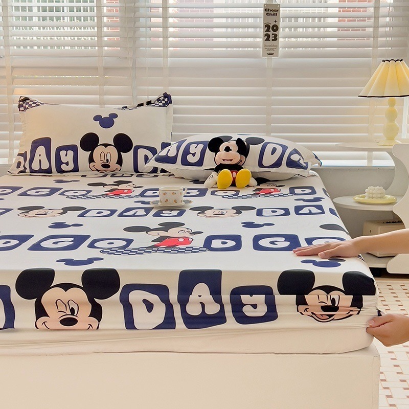🔥特惠🔥米奇床包 卡通單人床包三件組 現貨卡通雙人床包床包保潔墊 加大雙人床包 四季通用床墊套-細節圖2