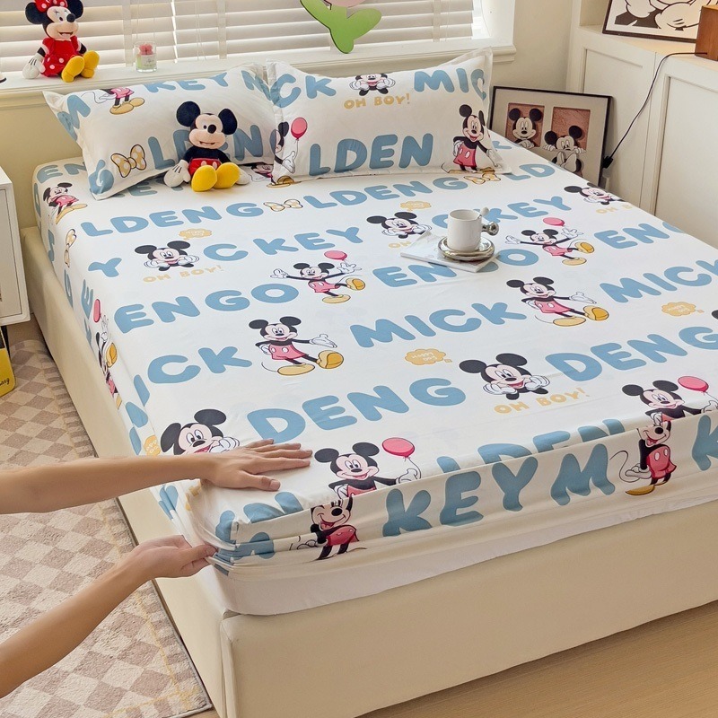 🔥特惠🔥米奇床包 卡通單人床包三件組 現貨卡通雙人床包床包保潔墊 加大雙人床包 四季通用床墊套-規格圖9