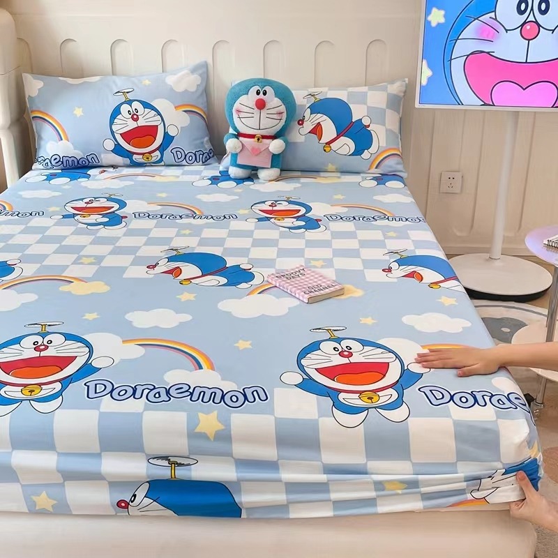 🔥叮噹貓卡通床包 哆啦A夢卡通床包四件套 床包 兒童床包 全棉單人/雙人/加大床包 床單 保潔墊 枕頭套 床罩🔥-細節圖4
